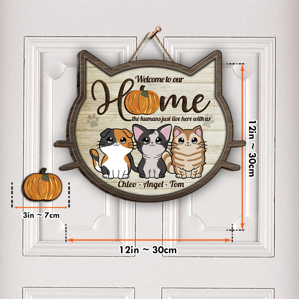 Welcome To Our Home - Personalized Cat Interchangeable Wood Sign