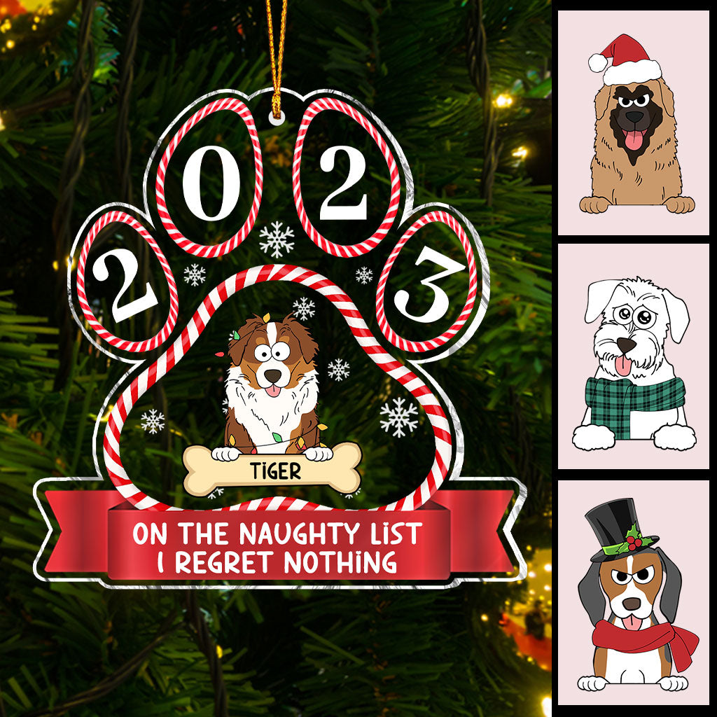 On The Naughty List - Gift for dog lovers - Personalized Transparent Ornament