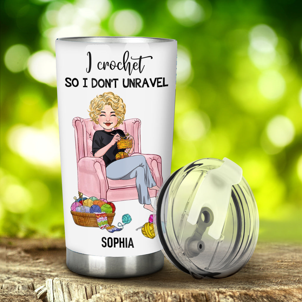 Je crochete pour ne pas défaire mon ouvrage - Gobelet personnalisé au crochet