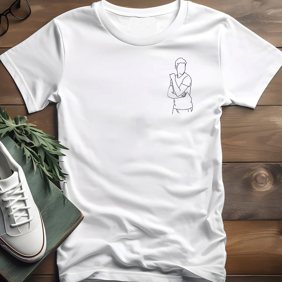 T-shirt brodé personnalisé pour petit-fils - Illustration au trait