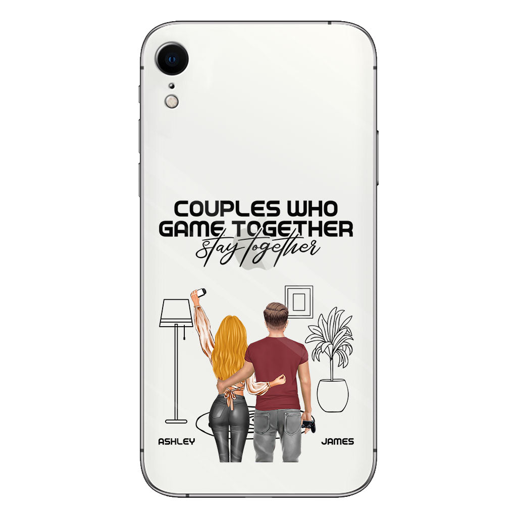 Les couples qui jouent ensemble restent ensemble - Coque de téléphone transparente personnalisée pour jeux vidéo