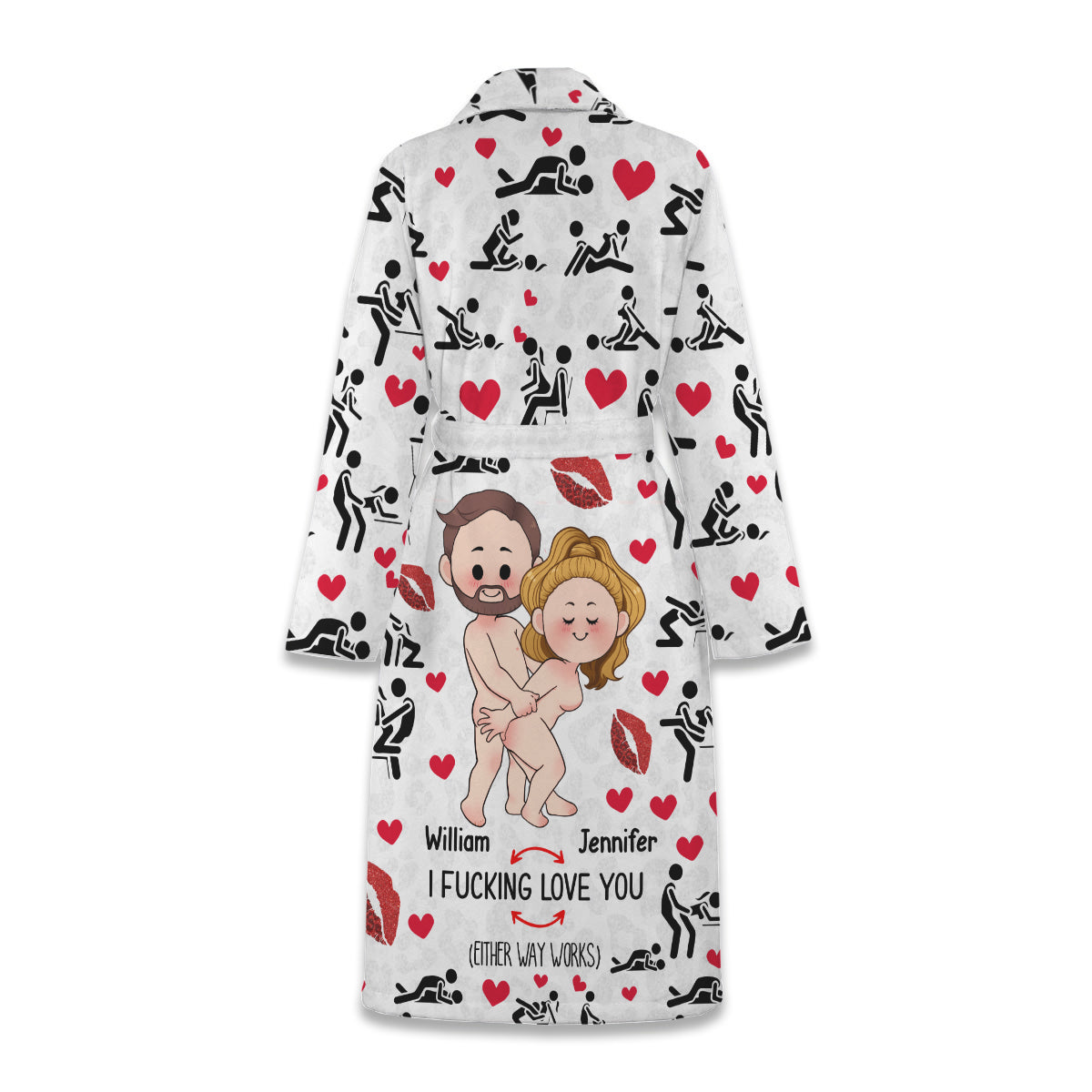 I Love You - Personalized Couple Pajama Kimono Robe