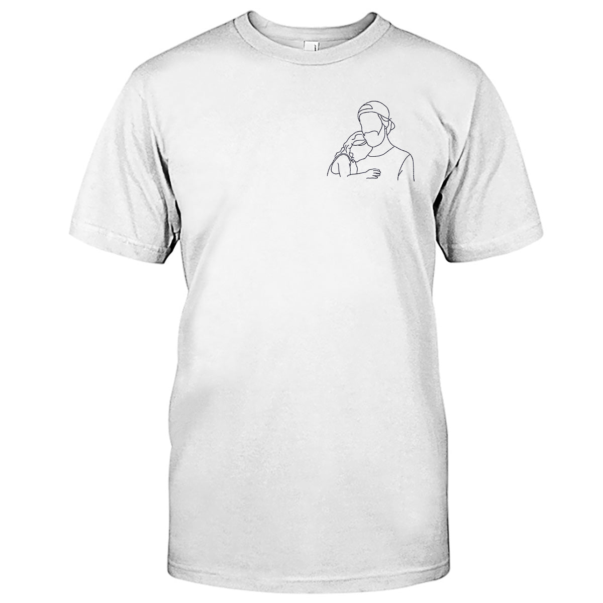 Custom Line Art - Personalized Father Embroidered T-shirt