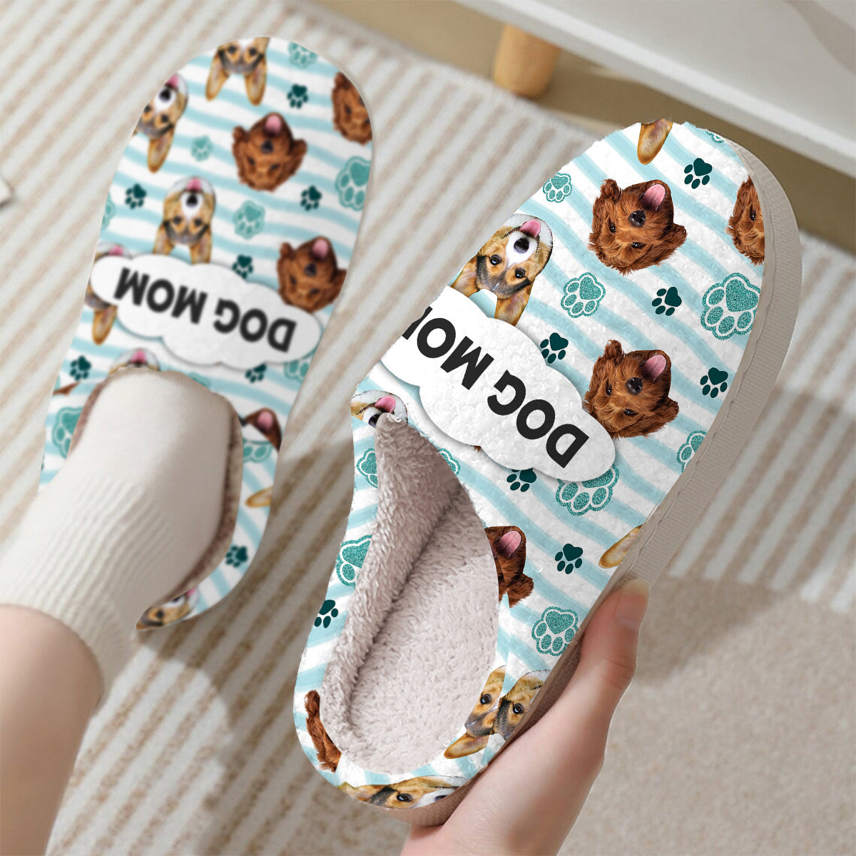 Maman de chien - Pantoufles personnalisées pour chien