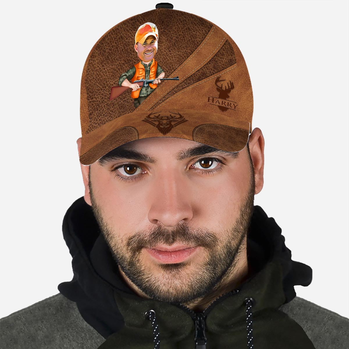 Lustiges Jagdmotiv mit Foto eingefügt – Personalisierte klassische Jagdkappe