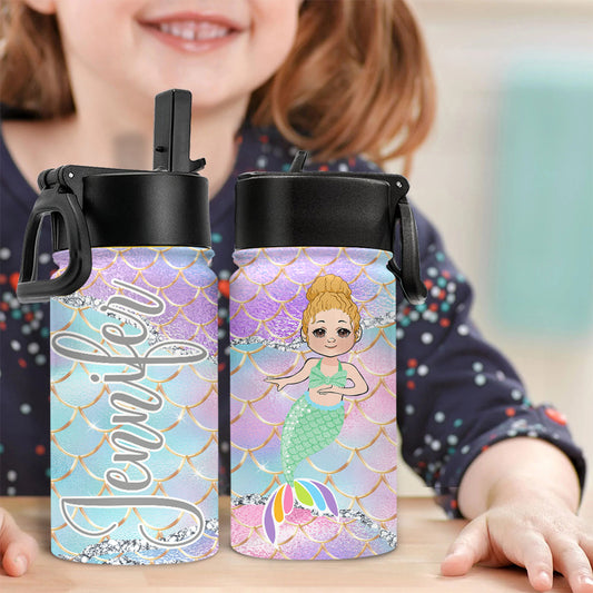 Kleine Meerjungfrau – Personalisierte Familien-Wasserflasche für Kinder