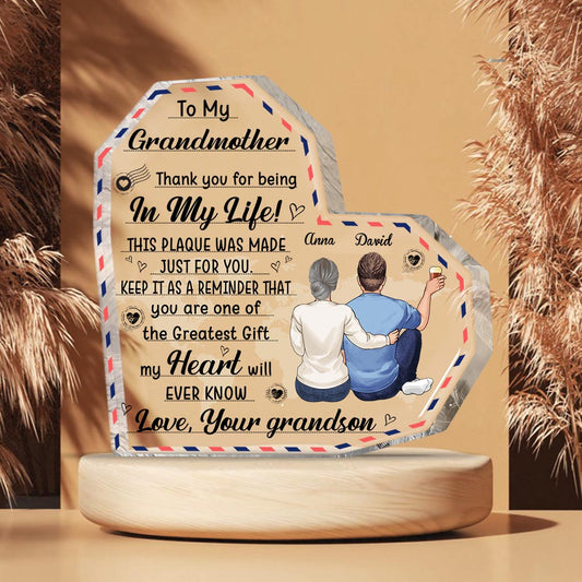 To My Grandmother - Gift for mom, grandma, aunt - Personalized Custom Shaped Acrylic Plaque