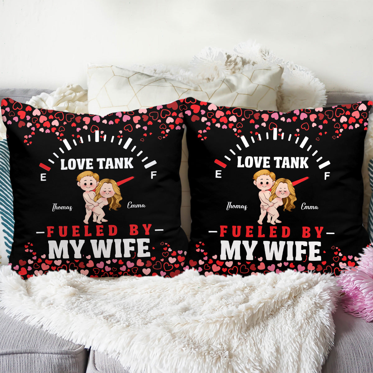 Love Tank - Personalized Husband And Wife Throw Pillow
