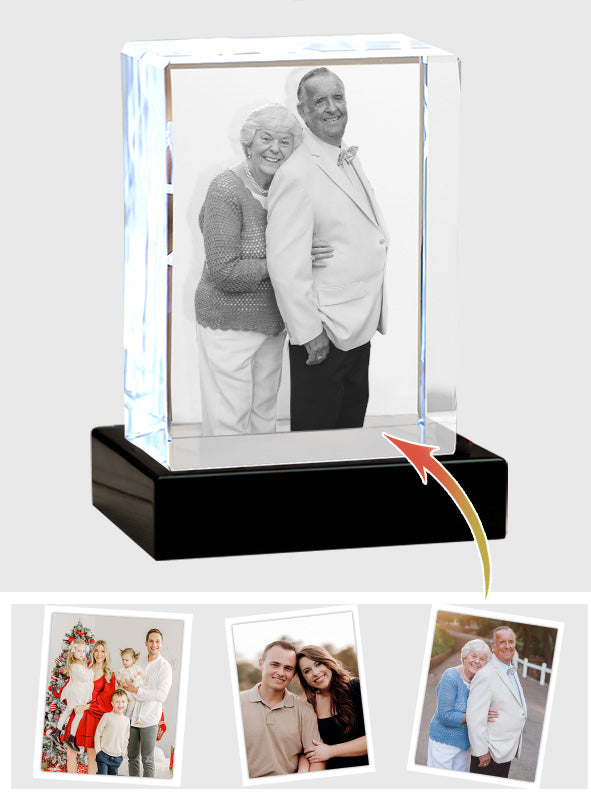Custom Photo - Personalized Memorial Laser Engraving 3D Cuboid Shaped Crystal Lamp