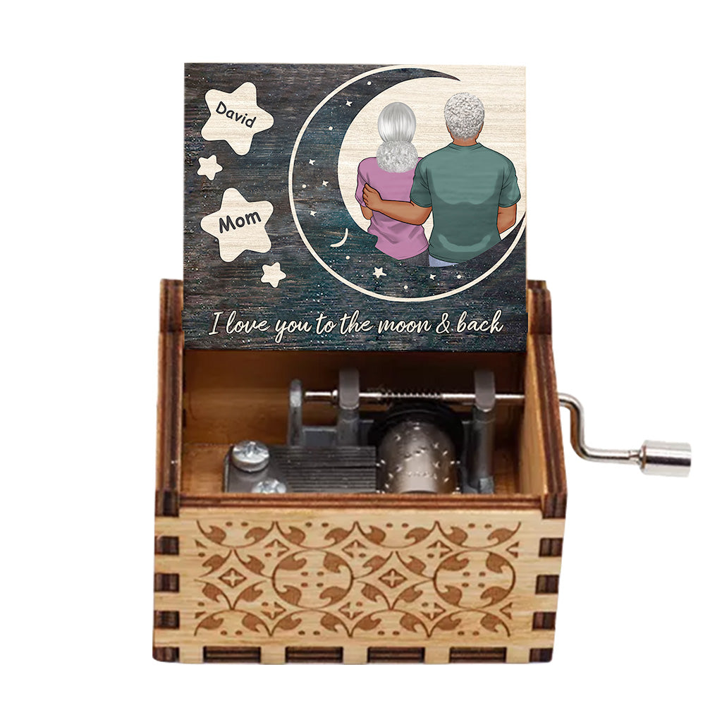 I Love You - Gift for mom, daughter, son, granddaughter, grandson, grandma - Personalized Hand Crank Music Box