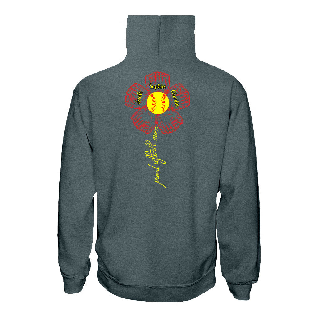 Stolze Softball-Mama, Oma und Tante – Personalisiertes Softball-T-Shirt und Hoodie