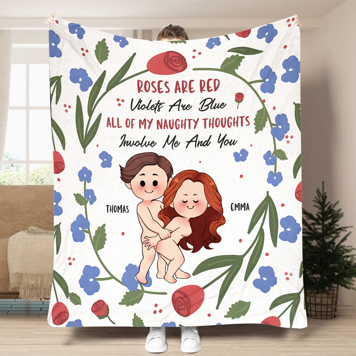 Roses Are Red Violets Are Blue - Personalized Couple Blanket