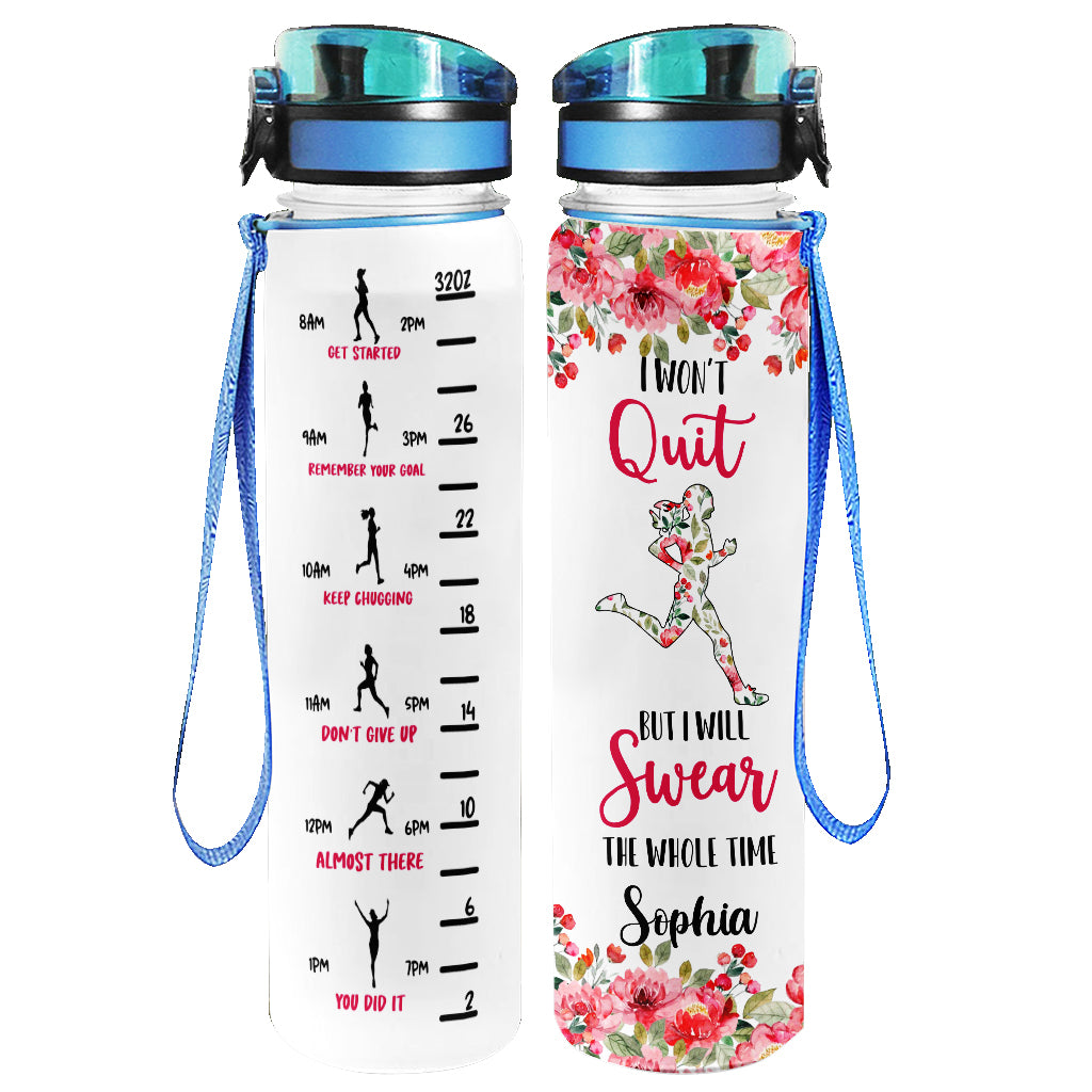 Je n'abandonnerai pas - Gourde personnalisée pour suivre ma consommation d'eau en course à pied