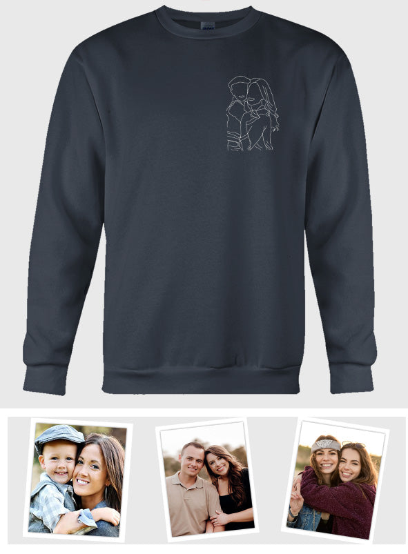 Custom Line Art - Personalized Mother Embroidered Sweater