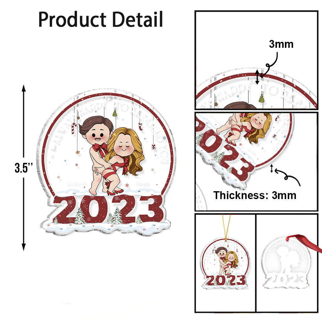 Always Happy To Be Behind You - Personalized Couple Transparent Ornament