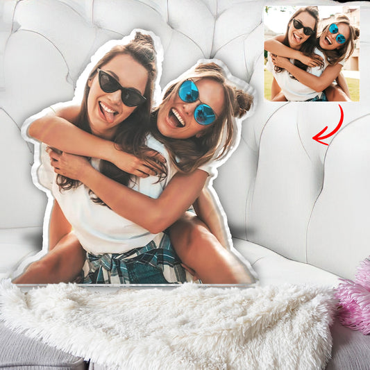 Personalisiertes Kissen in Form eines menschlichen Fotomotivs – in Form der besten Freundin