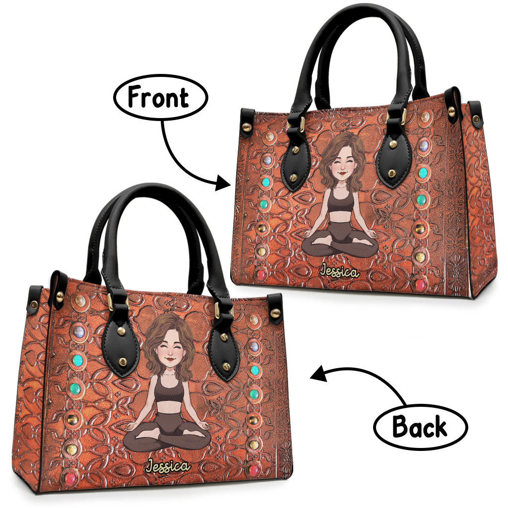 Namaste - Sac à main en cuir de yoga personnalisé