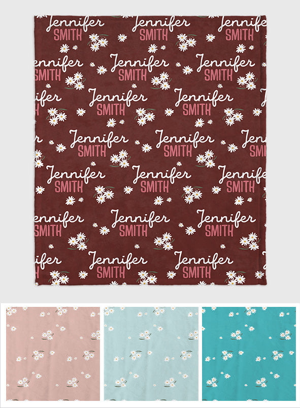 Personalisierte Geschwisterdecke mit Daisy-Namen