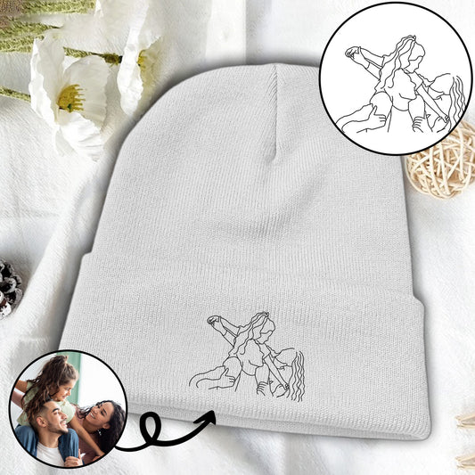 Bonnet brodé personnalisé avec photo - Modèle familial
