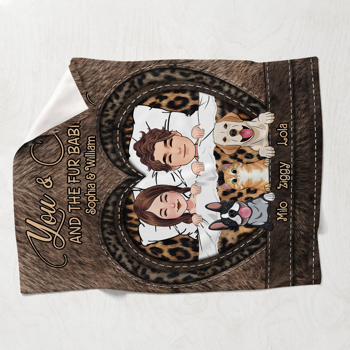 You & Me And The Fur Baby - gift for girlfriend - Personalized Blanket