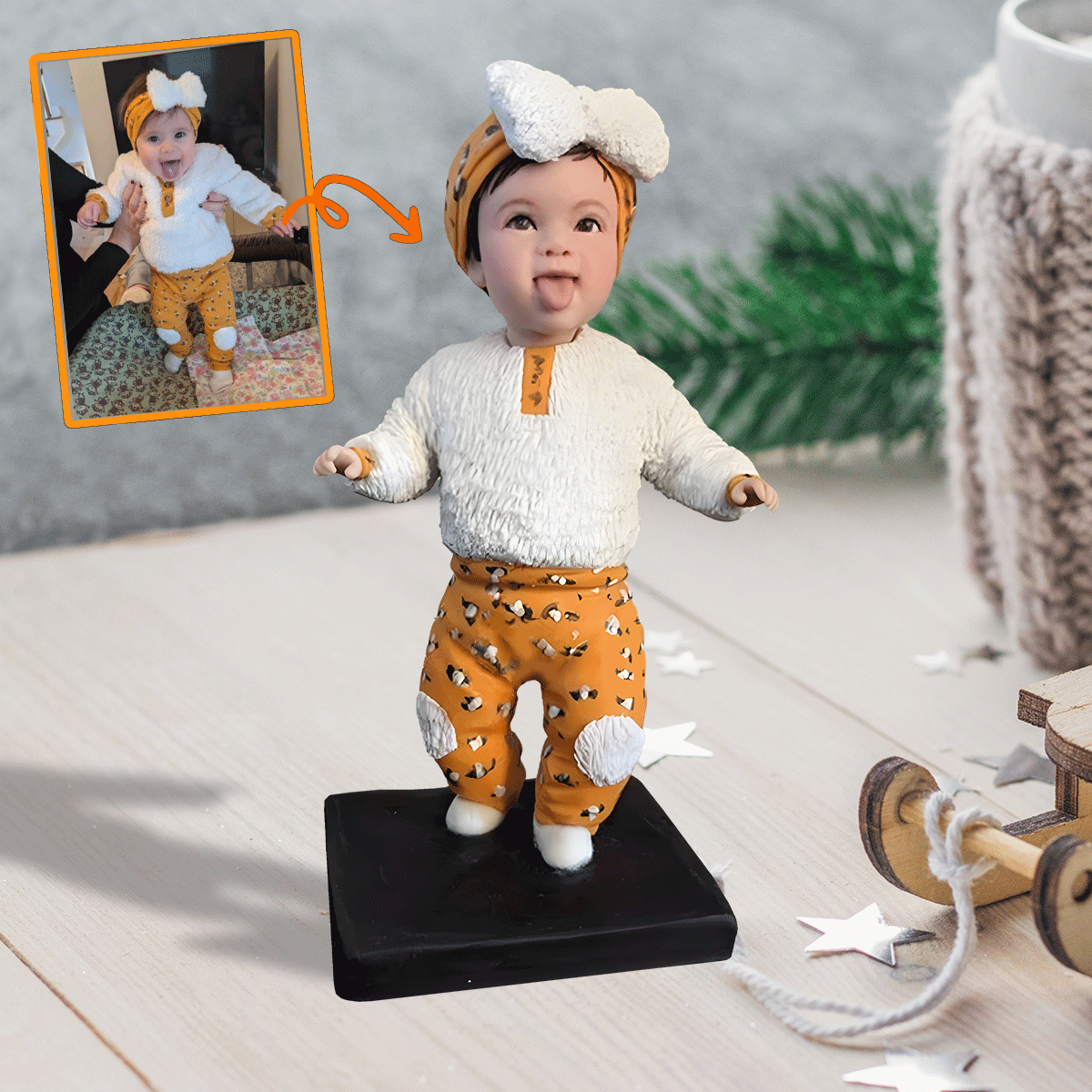 Niedliches Baby - Geschenk für Neugeborene - Personalisierter Wackelkopf