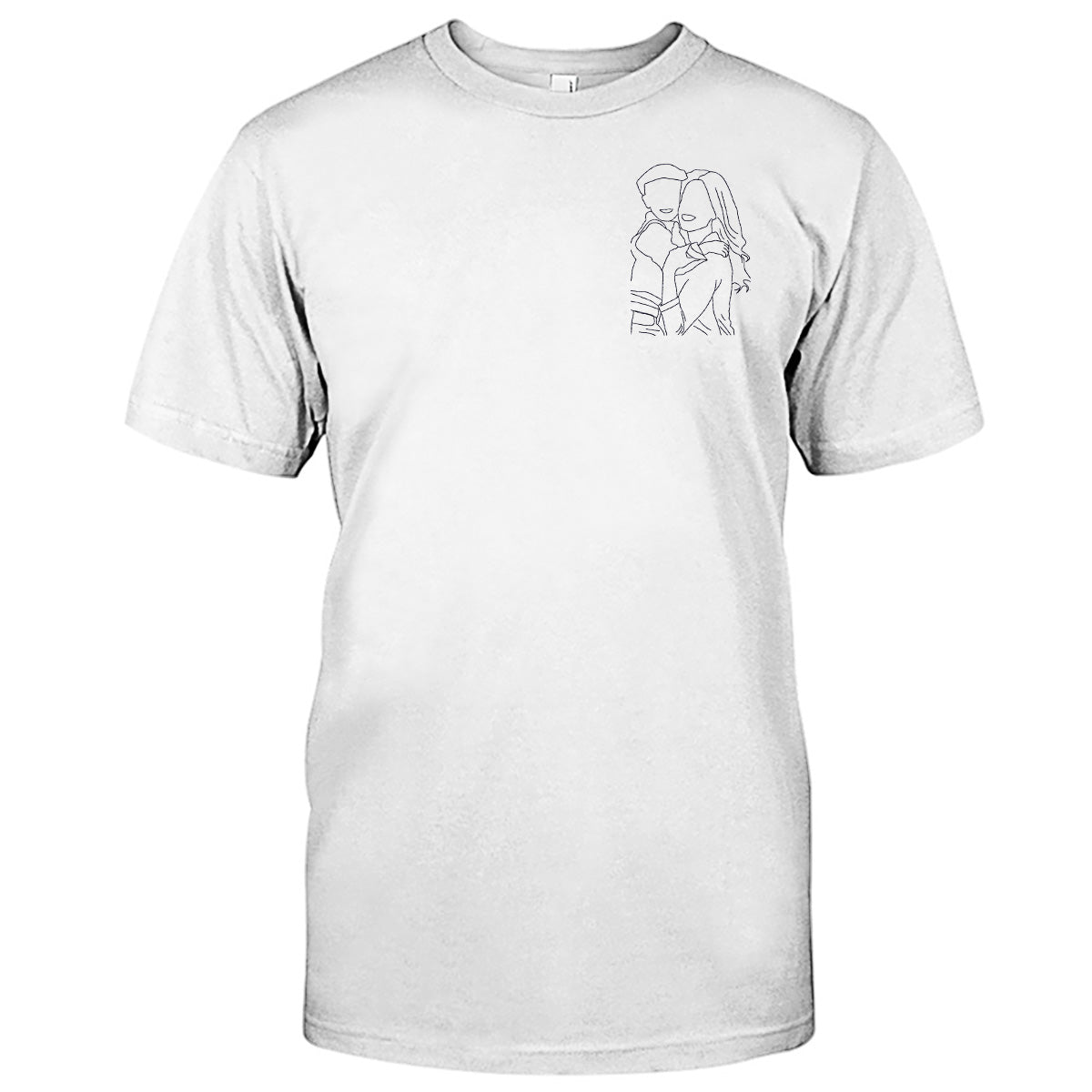 Custom Line Art - Personalized Aunt Embroidered T-shirt