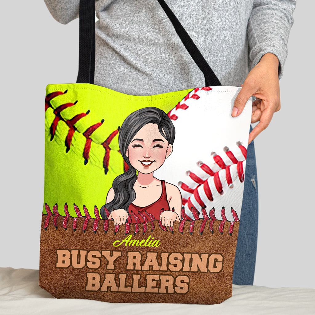 Sac fourre-tout de softball personnalisé « Love Softball »