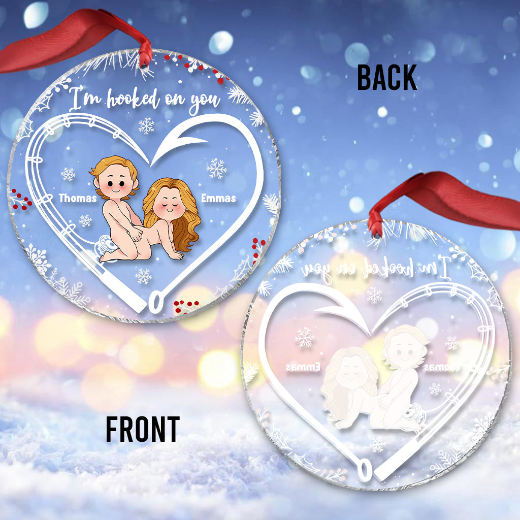 I'm Hooked On You - Personalized Fishing Transparent Ornament