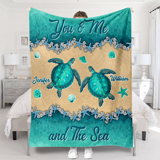 Salty Lil' Beach - Personalized Turtle Blanket