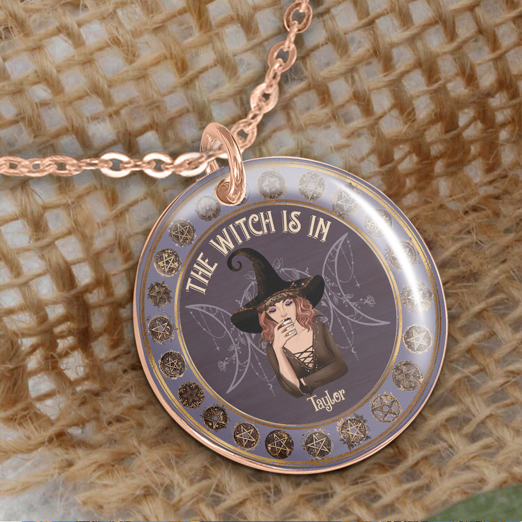 The Witch Is In - Personalized Witch Round Pendant Necklace