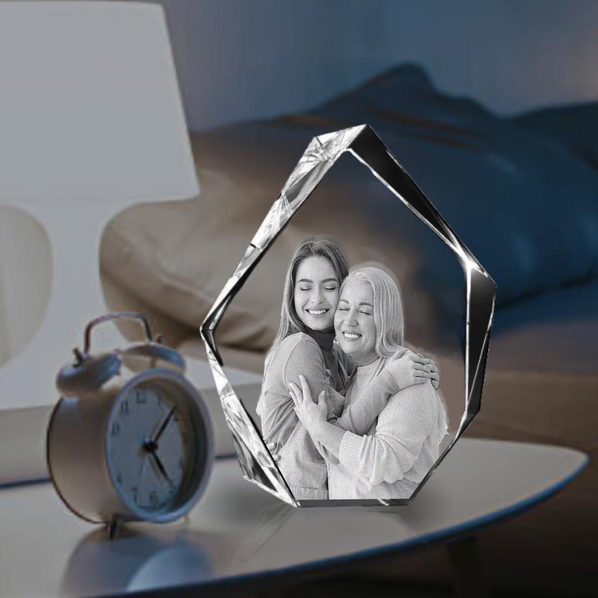 Foto nach Wunsch – Personalisierte Stiefmutter-Lasergravur, 3D-Eisberg-förmige Kristalllampe