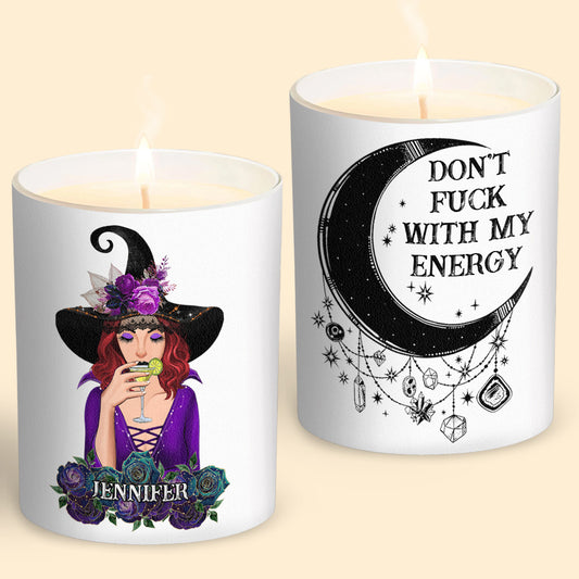 Don't F With My Energy - Personalized Witch Candle With Wooden Lid