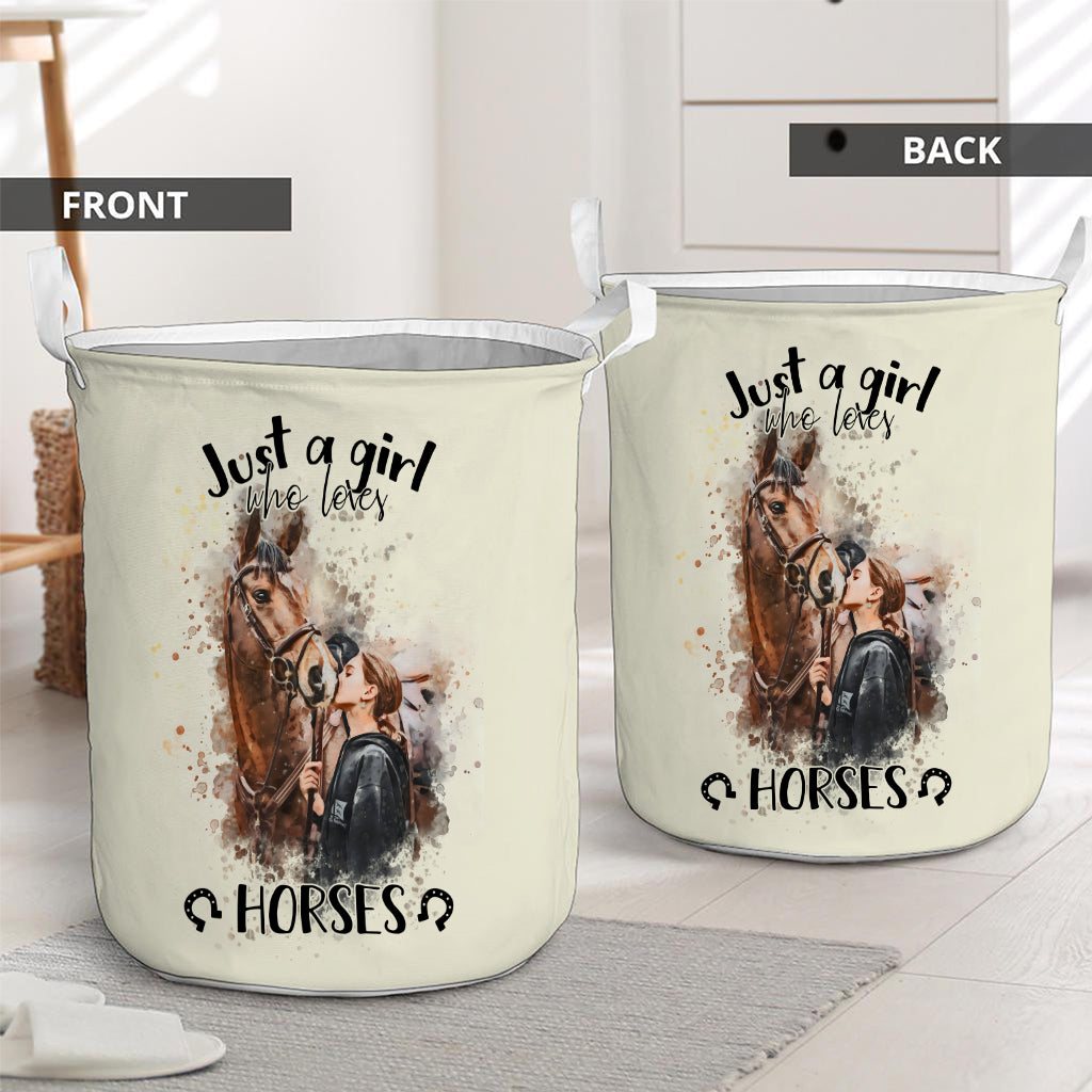 Just A Girl Who Loves Horses - Personalized Horse Storage Basket