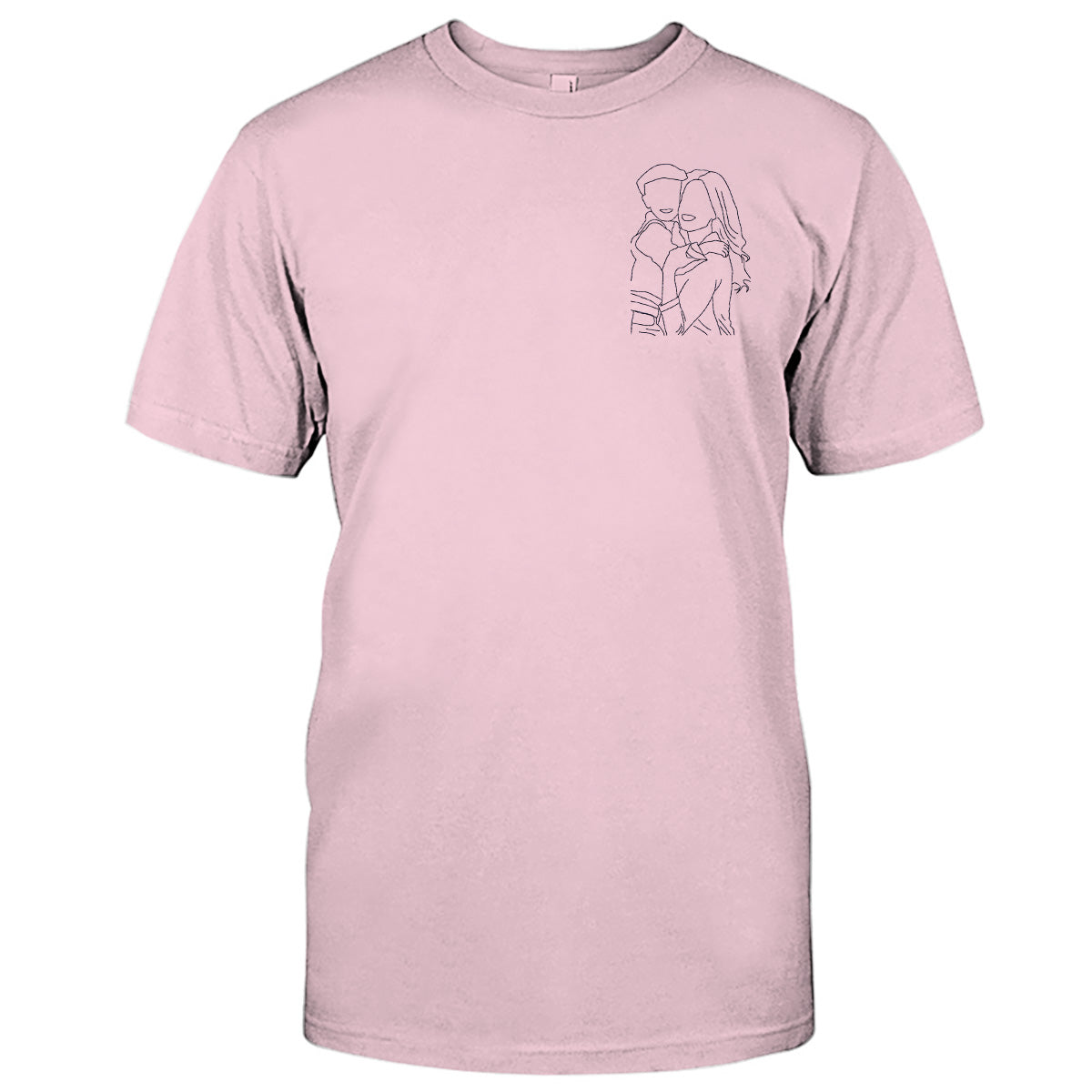 Custom Line Art - Personalized Mother Embroidered T-shirt