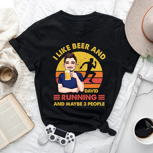 J'aime la bière et la course à pied - T-shirt et sweat à capuche de course personnalisés