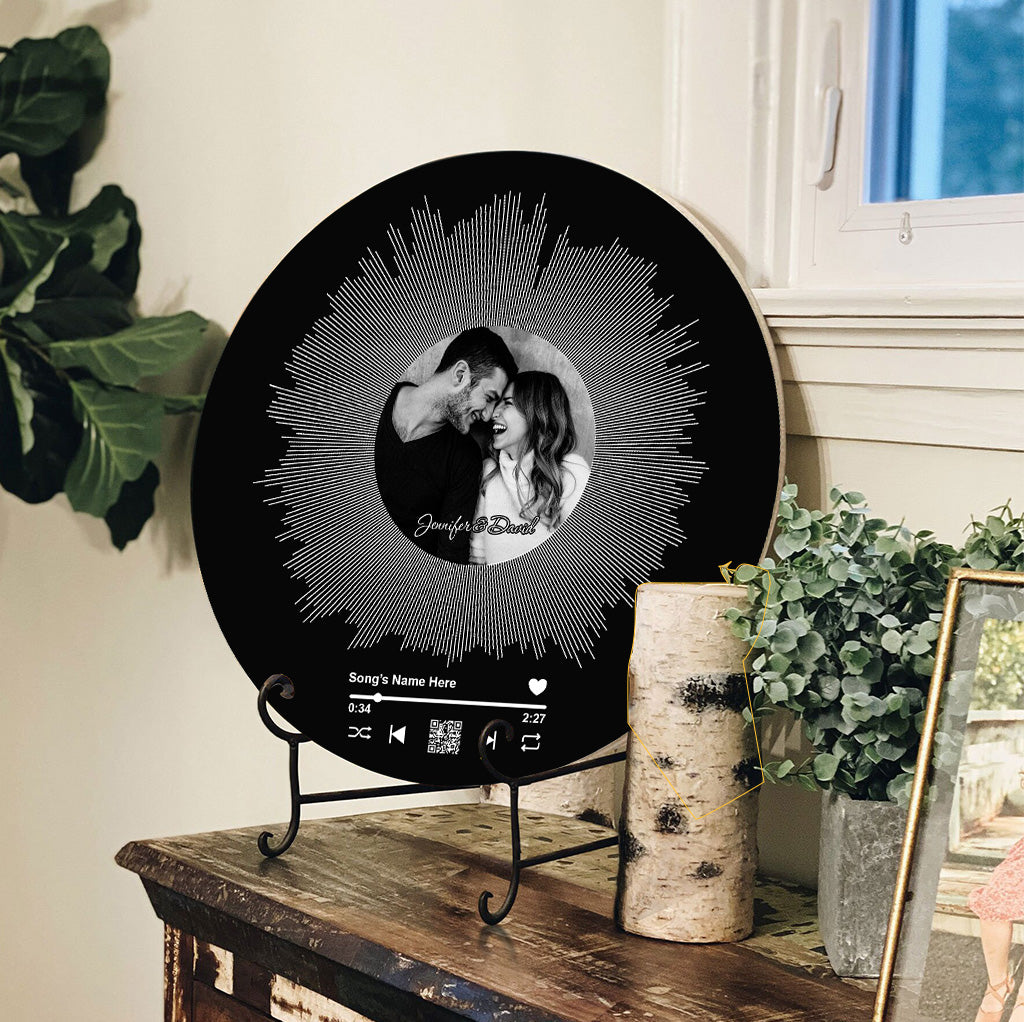 Our Love Song - Personalized Couple Round Wood Sign
