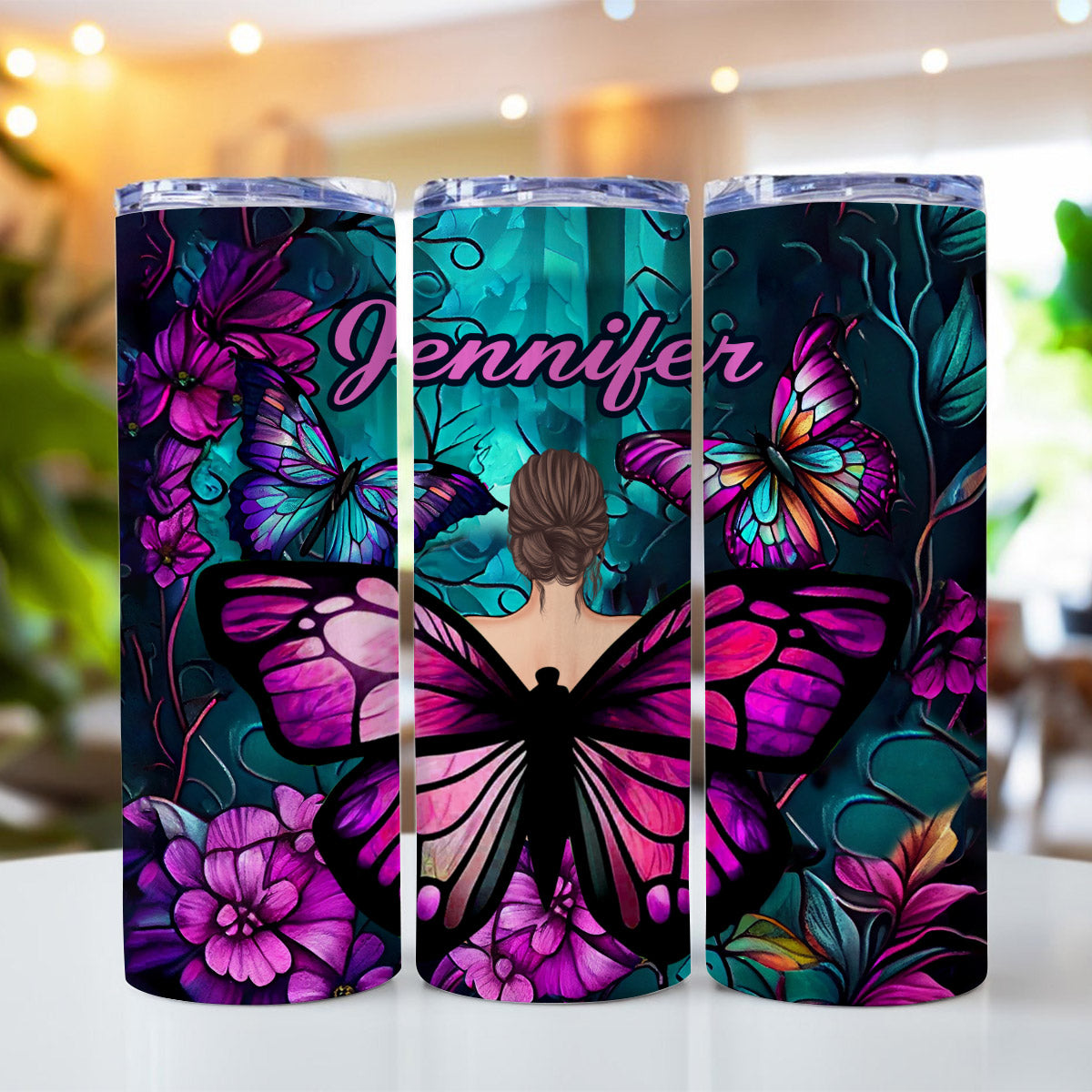 Butterfly Girl - Cadeau papillon pour elle - Gobelet isotherme personnalisé