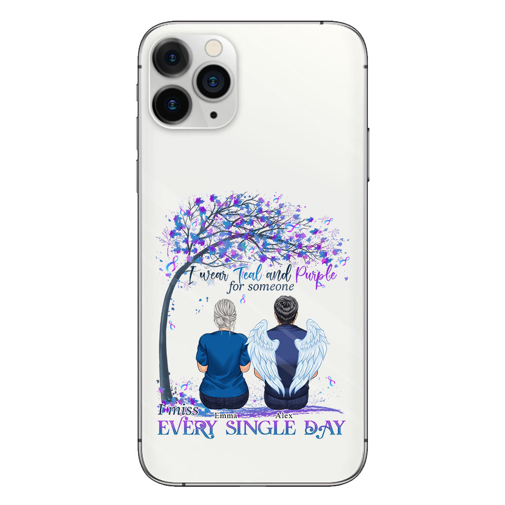 I Wear Teal And Purple - Personalized Suicide Prevention Clear Phone Case