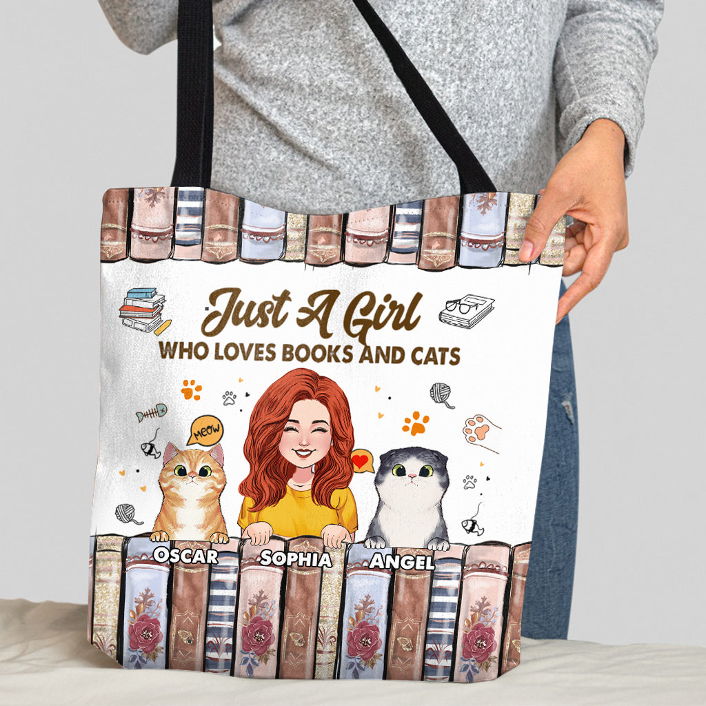 Sac fourre-tout personnalisé « J’aime les livres et les chats »