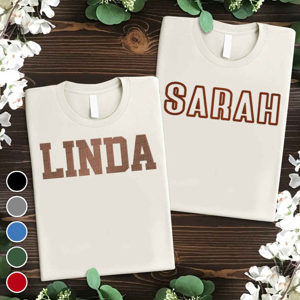 T-shirt brodé personnalisé avec nom - Bestie