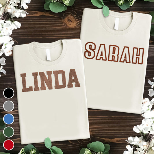 T-shirt brodé personnalisé avec nom - Bestie