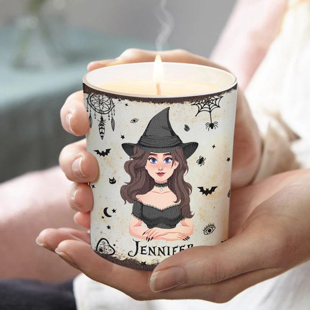Home Blessing - Personalized Witch Candle With Wooden Lid