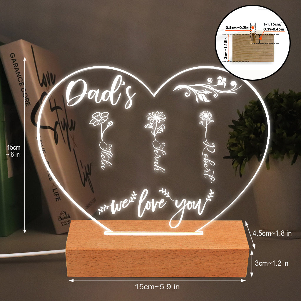 Mom’s Garden - Gift for grandma, mom, aunt, grandpa - Personalized Shaped Plaque Light Base