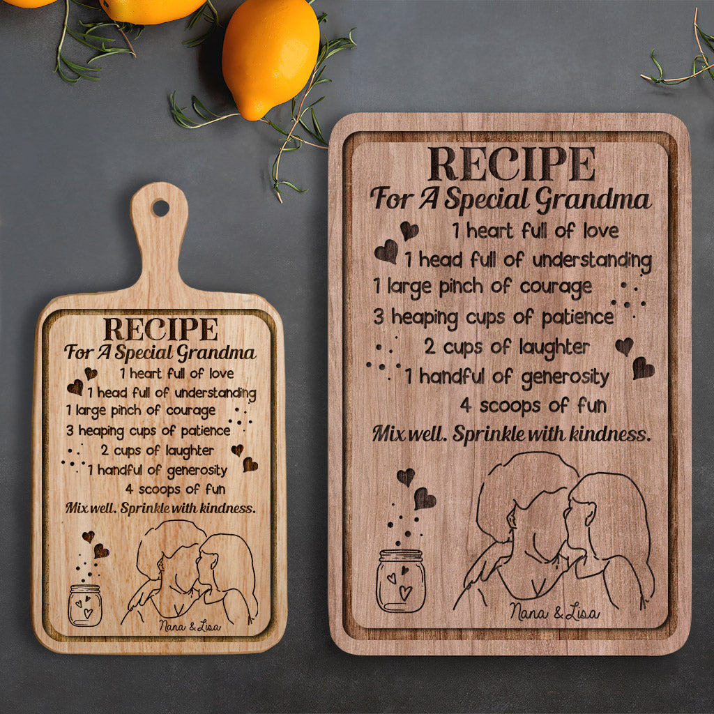 Rezept für eine besondere Oma – Geschenk für Oma – Personalisiertes Schneidebrett