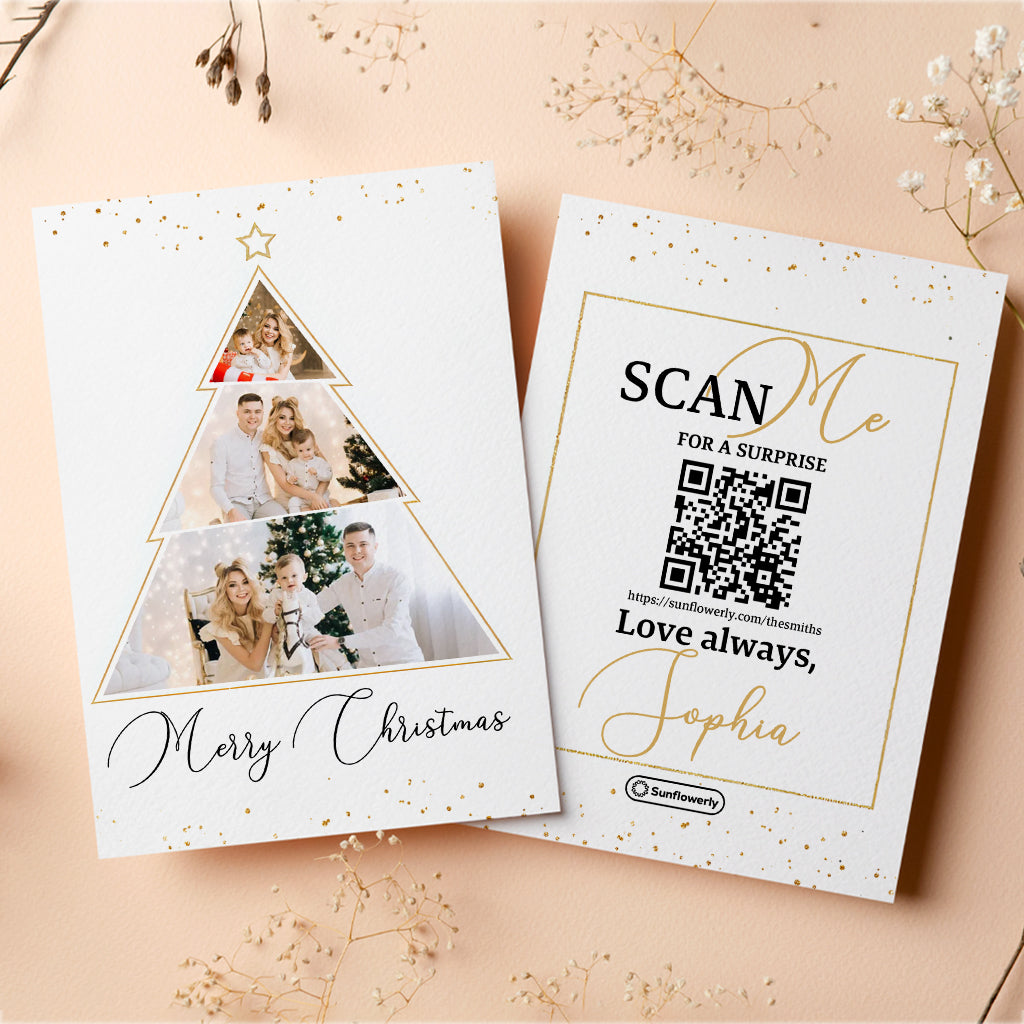 Christmas Tree Photo Upload - Personalized QR Greeting Card