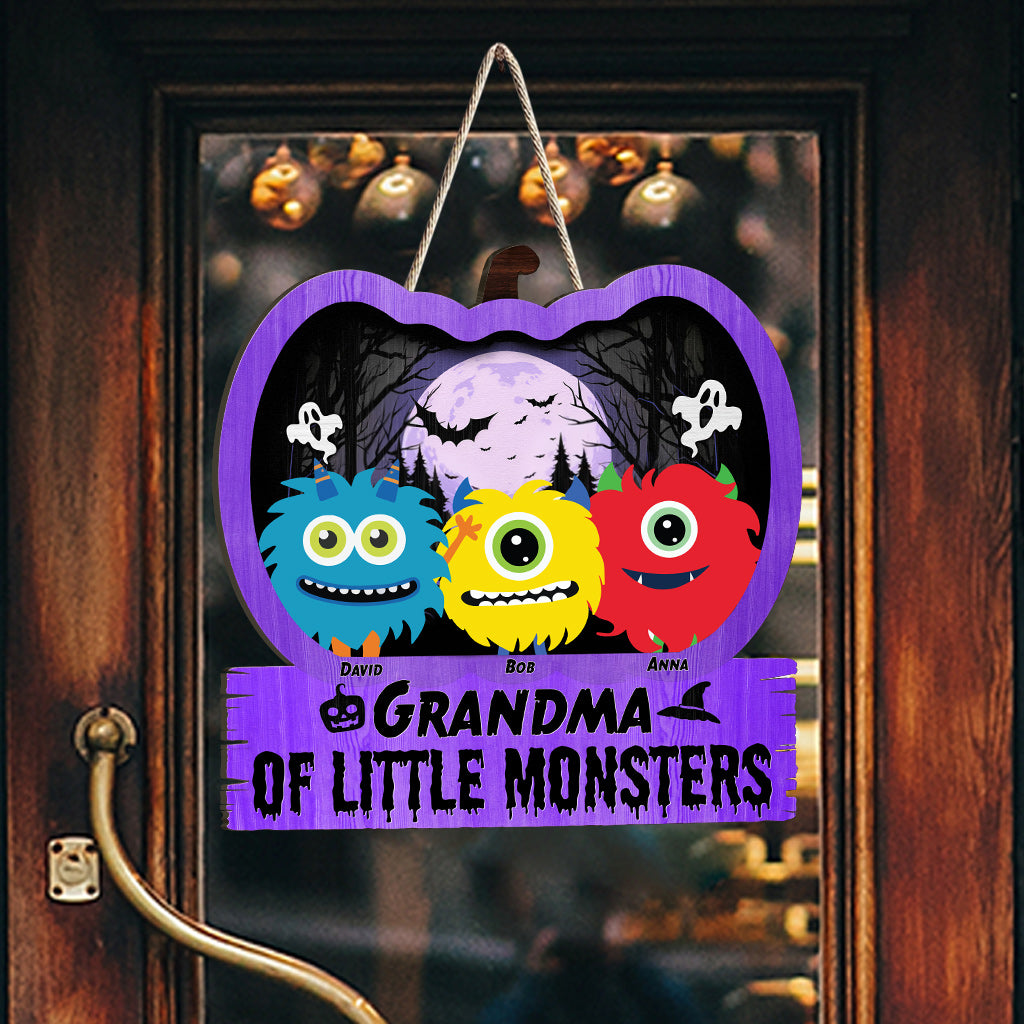Grandma Of Little Monsters - Personalized Grandma Wood Sign