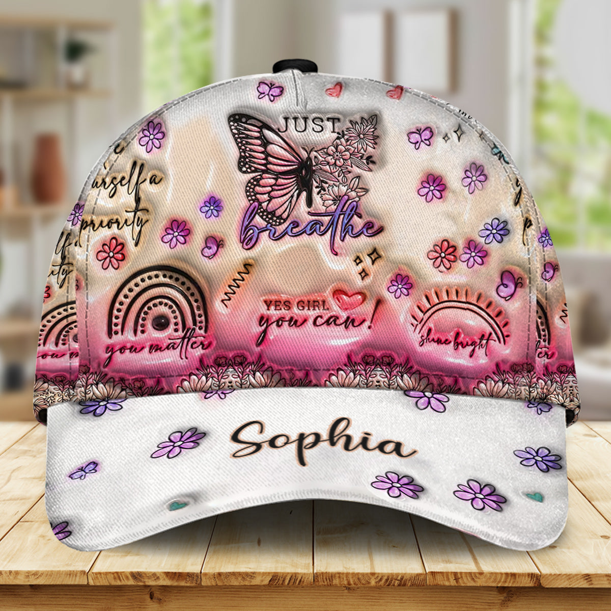 Casquette papillon personnalisée avec affirmations positives