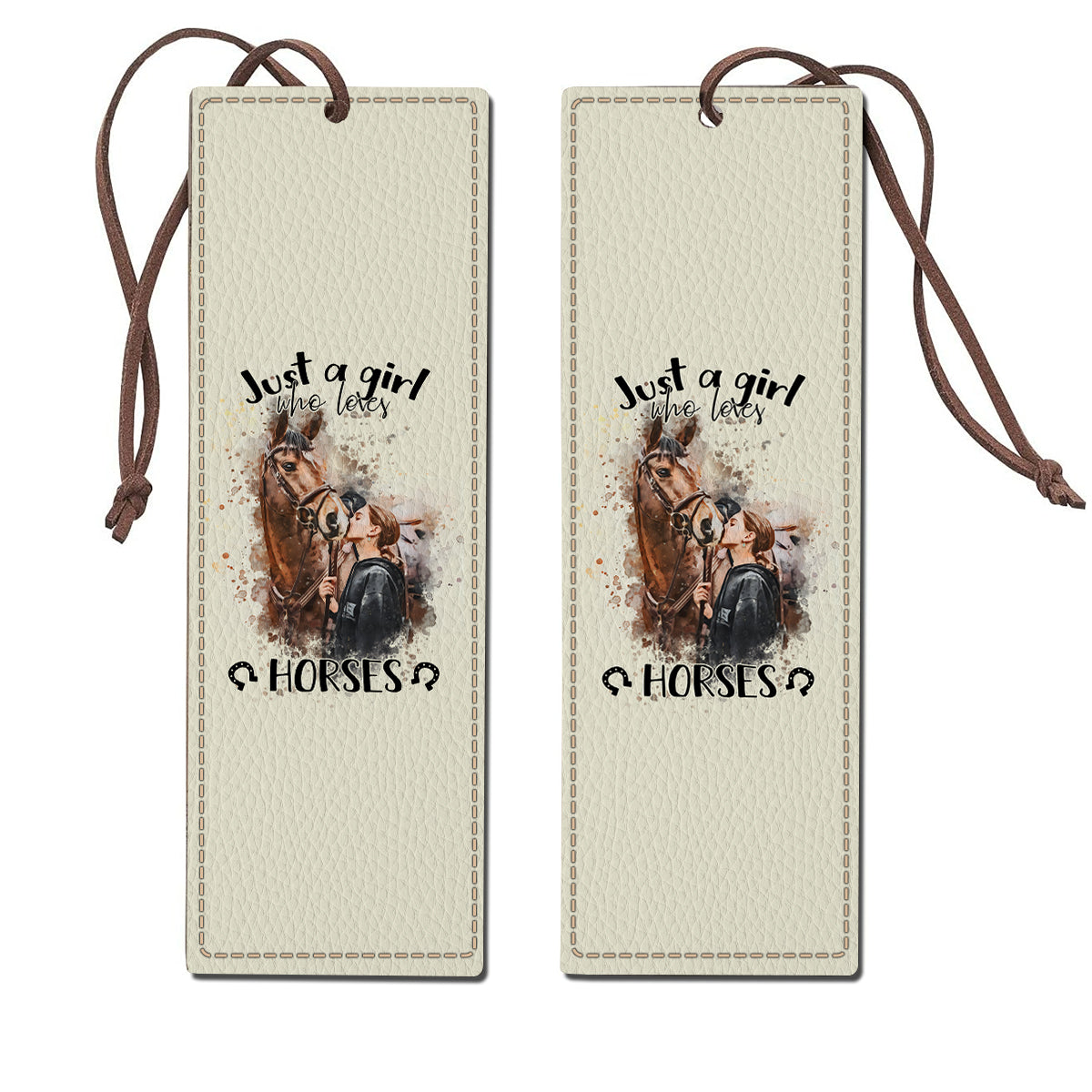 Juste une fille qui aime les chevaux - Marque-page personnalisé en cuir avec motif cheval
