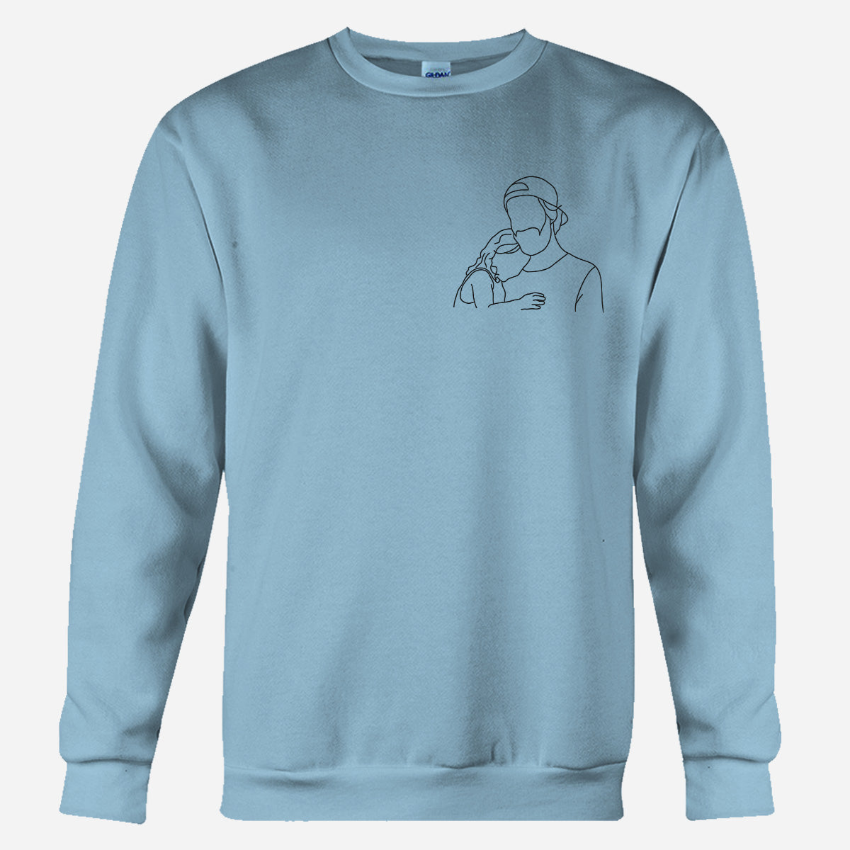 Individuelle Strichzeichnung – Personalisierter bestickter Pullover für Stiefväter