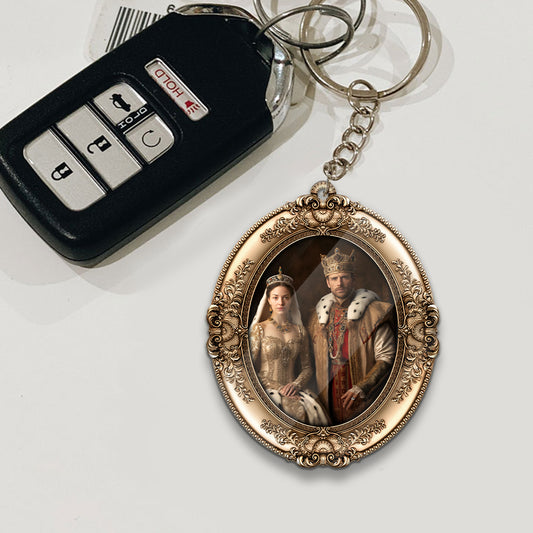 Her King His Queen - Personalized Couple Keychain